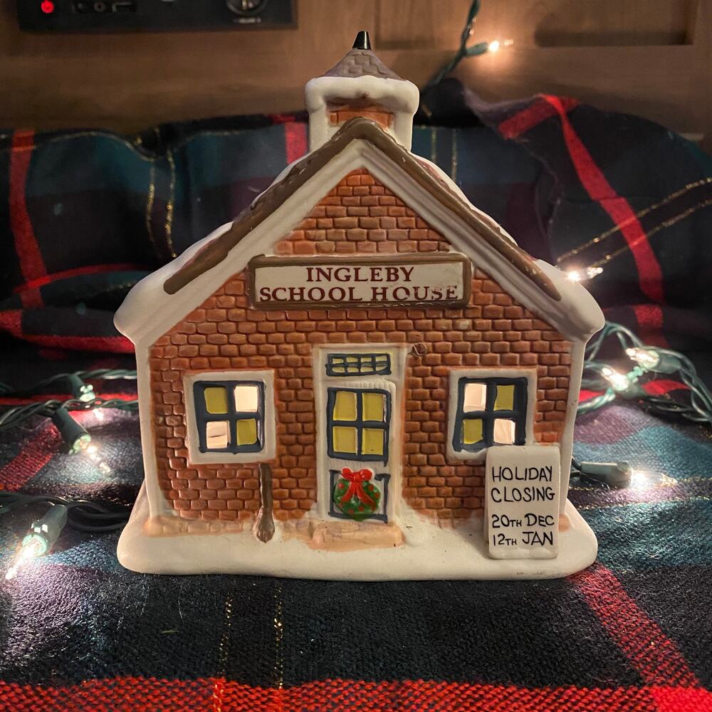 American Greetings INGLEBY SCHOOL ‎ Bisque China Christmas Village Building